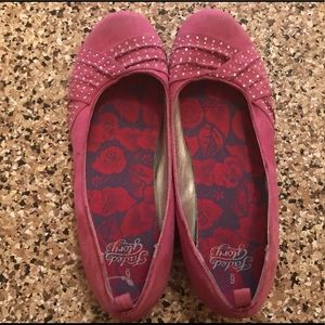 Girls Hot Pink Sparkley Flats